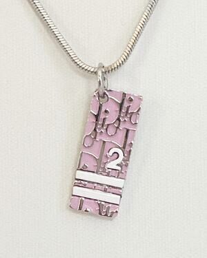 DIOR Oblique Trotter Pendant Necklace Pink #2 Rectangle Bar Womens PreOwned